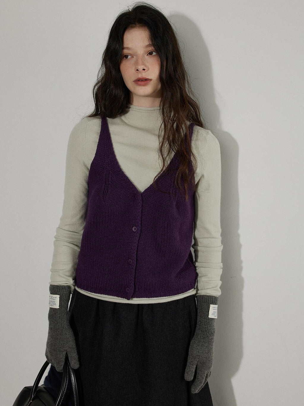 Lofi choose Cozy Modal Wool Blend Polka Dot Turtleneck Loose Fit Women Office Knit Sweaters