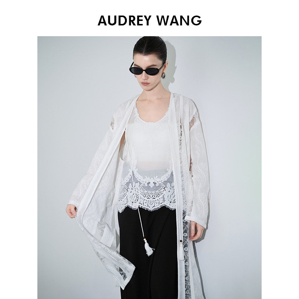 audreyyang_Lightweight_Breathable_Loose_Fringe_Mid_Length_Women_Cotton_Solid_Cardigans_MISSTT