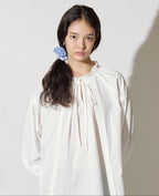 fano Breathable Lyocell Cotton Loose Round Neck Korean Long Sleeve White Blouses