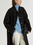 fano Insulated Minimalist Commuter Straight Raglan Sleeve Women Poly Blend Long Coats