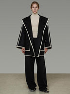 unspoken Premium Wool Alpaca Blend Straight Tailored Office Notch Lapel Black Wool Coats