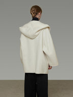 unspoken 100 Percent Sheep Wool Commuter Relaxed Notched Lapel White Wool Coats