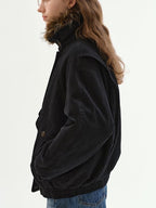 fano Warm 90% White Duck Down Fur Collar Loose High Waist Minimal Black Down Jackets