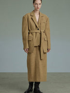 unspoken Wool Single Button Notched Lapel Loose Fit Rice Yellow Young Women Blazers