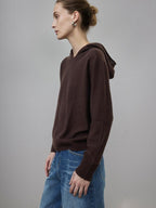 unspoken Cozy 100 Percent Wool Hooded Loose Fit Minimalist Commuter Knit Sweaters