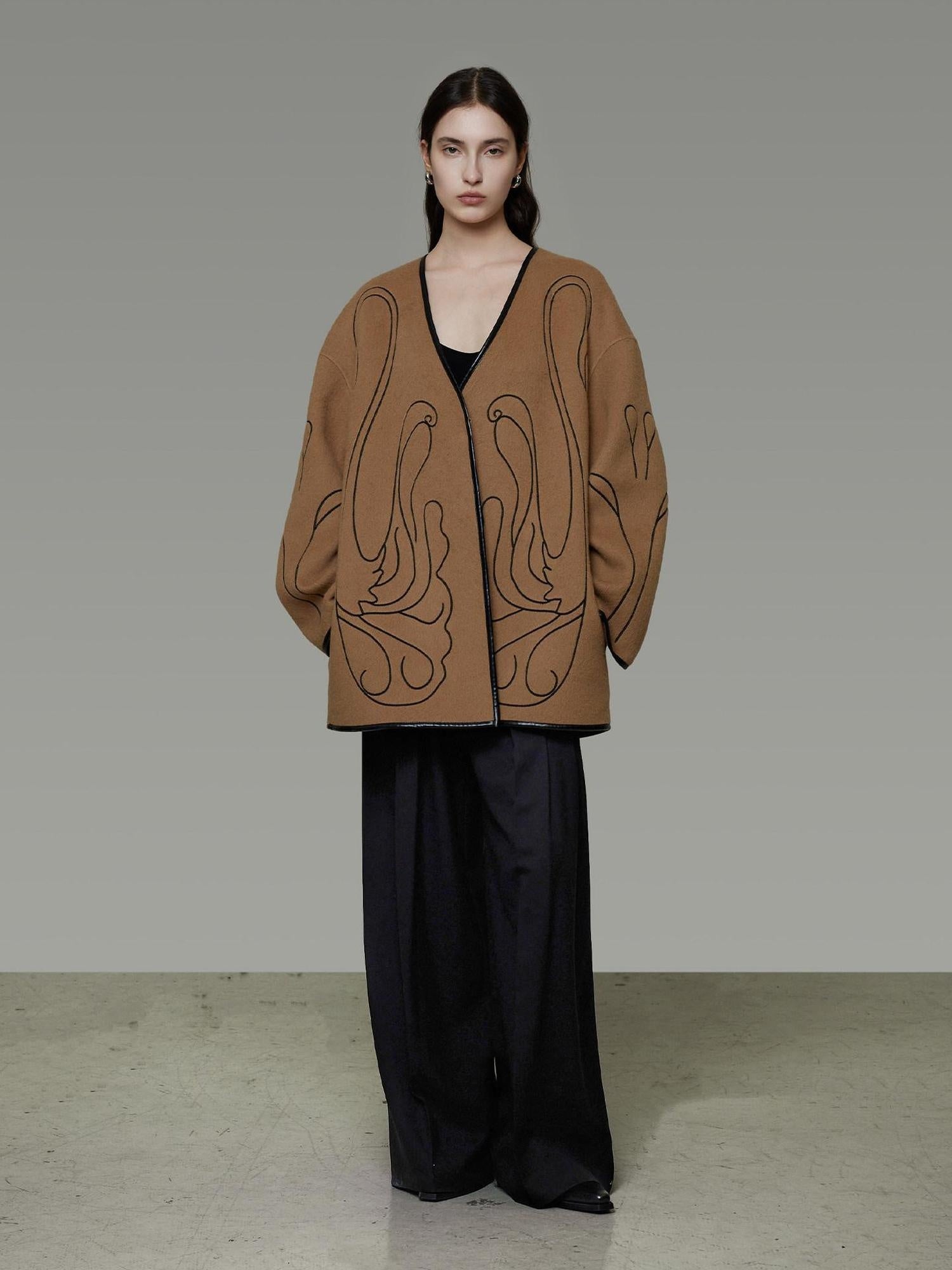 unspoken 100 Percent Lambswool Relaxed Fit Minimalist Commuter Women Camel Wool Coats