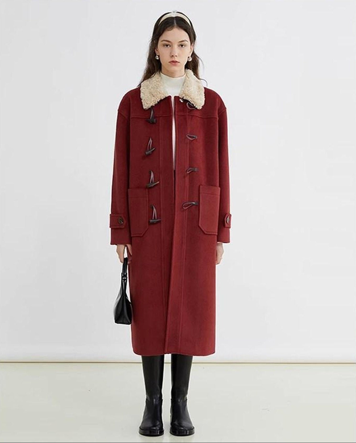 fano Warm Thick Mid Length Stand Collar Straight Commuter Young Women Wool Coats