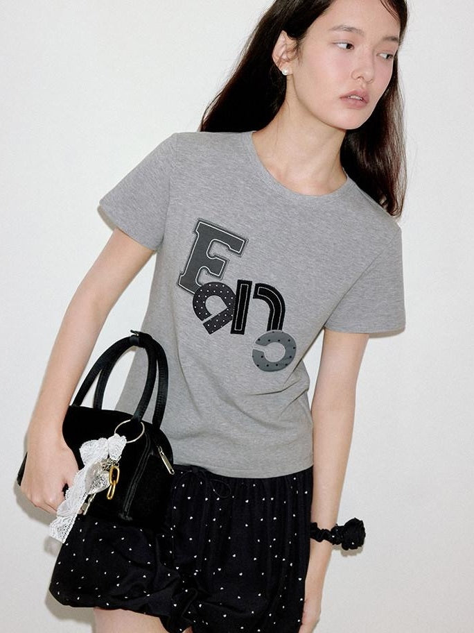 fano Creative Print Cotton Stretch Slim Fit Korean Crew Neck Short Sleeve T-Shirts