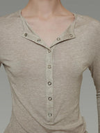 unspoken Breathable Skin Friendly Slim Fit Button Half Collar Women Knit Cardigans
