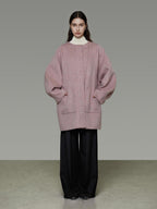 unspoken Pure Wool Loose Fit Minimal Office Midlength Single Button Women Wool Coats