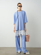 audreyyang Breathable Cotton Blend Minimalist Commuter Loose Fit Women Wide Leg Pants