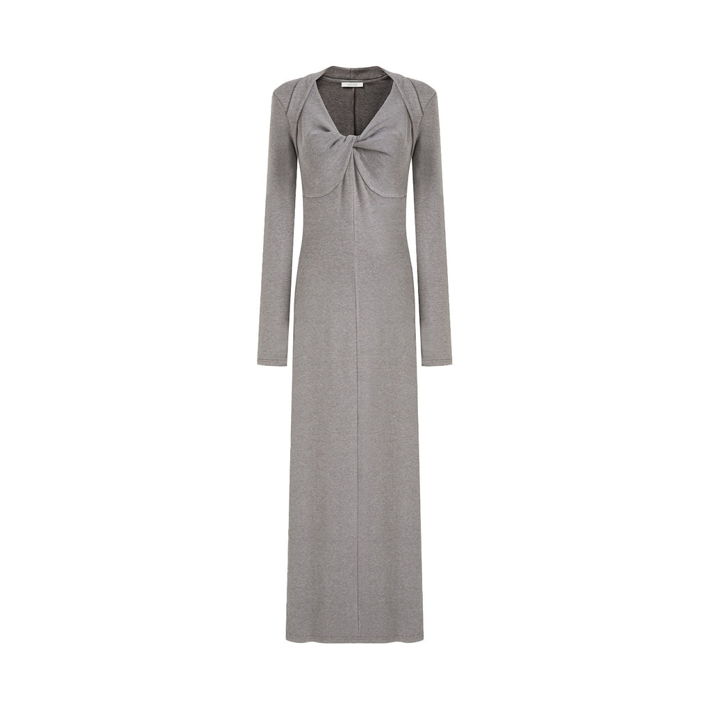 unspoken_Soft_Breathable_Vneck_Longsleeve_Waist_Cinch_Viscose_Knit_Maxi_Dresses_MISSTT