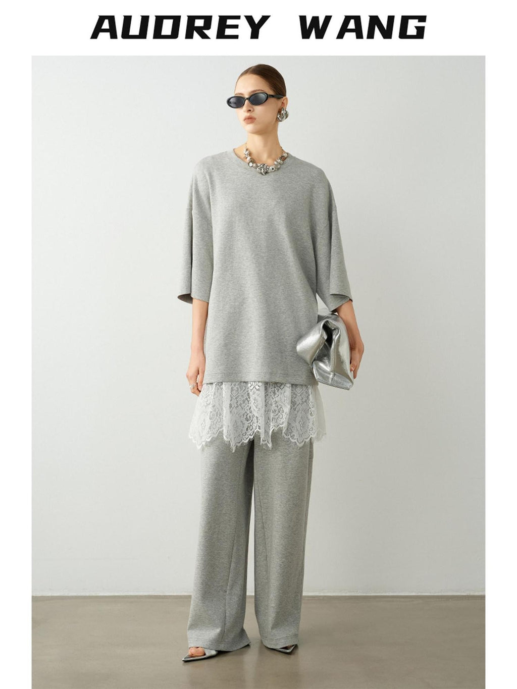 audreyyang Breathable Cotton Blend Minimalist Commuter Loose Fit Women Wide Leg Pants