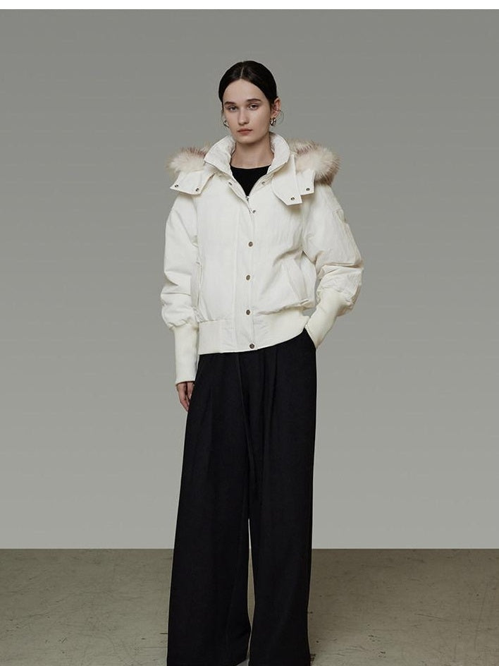 unspoken 90 Percent White Duck Down Warm Hooded Loose Short Commuter Women Down Jackets