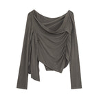 unspoken_Slim_Ruched_Office_Knit_Long_Sleeve_Women_Sage_Green_Off_Shoulder_Crop_Tops_MISSTT