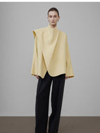 unspoken Minimal Commuter Short Straight Fit Women Cream Yellow S M Wool Coats
