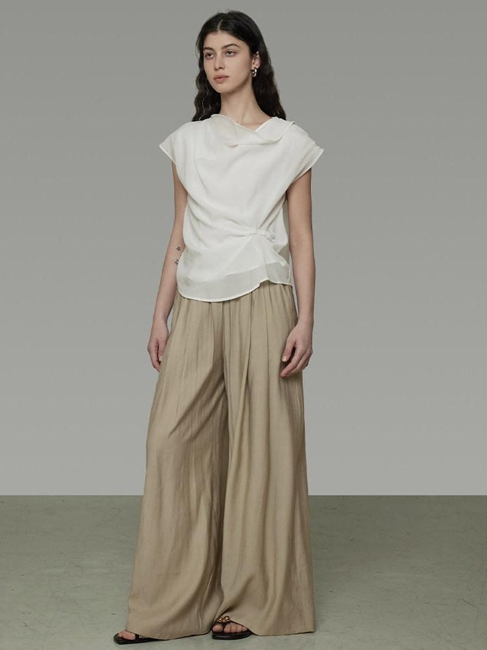 unspoken Lyocell Shape Retention Office Sleeveless Loose Fit Women White Blouses