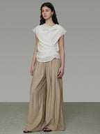 unspoken Lyocell Shape Retention Office Sleeveless Loose Fit Women White Blouses