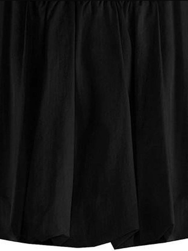 fano High Waist Ruched Bubble A Line Loose Fit Women Nylon Blend Mini Skirts