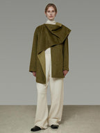 unspoken Asymmetrical Lambswool Blend Oversized Minimal Commuter Tailored Wool Coats