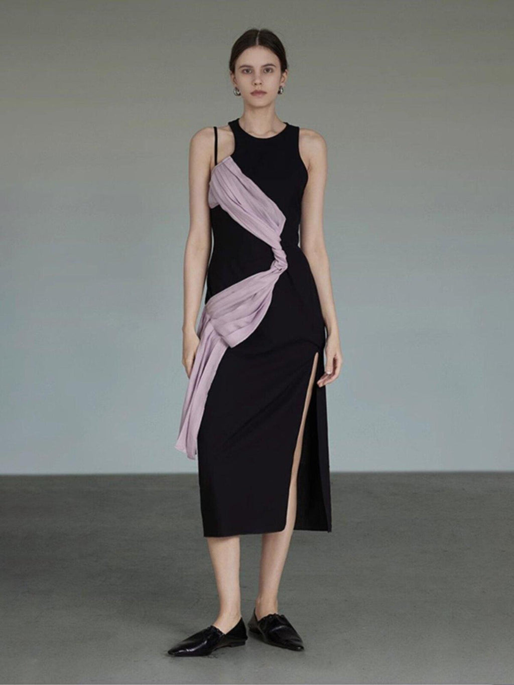 unspoken Sleek Slim Fit Spaghetti Strap Workwear Dress Women Solid Color Maxi Dresses