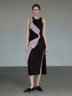 unspoken Sleek Slim Fit Spaghetti Strap Workwear Dress Women Solid Color Maxi Dresses
