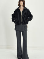 someonesometimes Asymmetrical Tie Natural Waist Micro Flare Women Polyester Blend Flared Pants