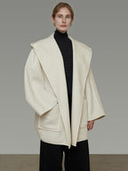 unspoken 100 Percent Sheep Wool Commuter Relaxed Notched Lapel White Wool Coats