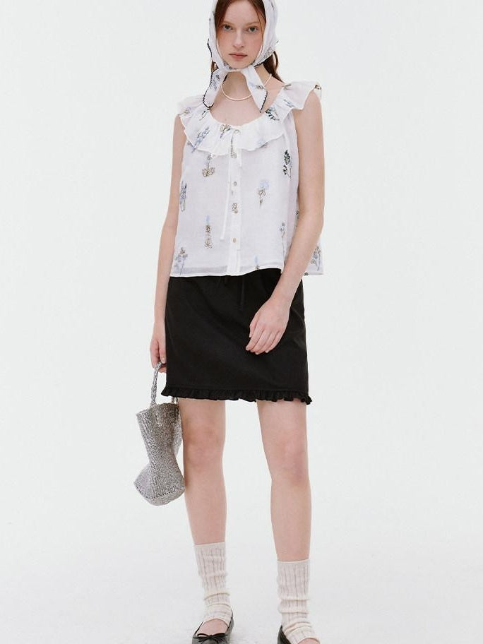 fano Pure Cotton Comfort Relaxed Office Floral Print White Camisoles