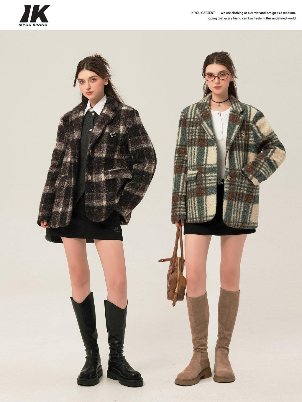 ikyou Minimalist Commuter Straight Fit Blazer Lapel Striped Flocked Office Wool Coats