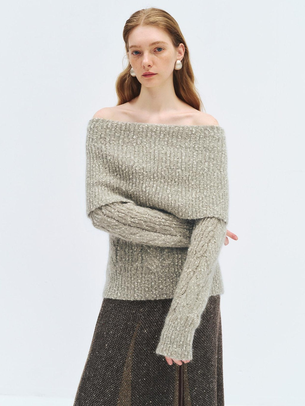 someone sometimes Wool Mohair Blend Oversized Casual Knit Pullover Women Dark Mist Green Sweaters