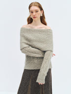 someone sometimes Wool Mohair Blend Oversized Casual Knit Pullover Women Dark Mist Green Sweaters