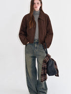 fano Breathable Cotton Distressed Natural Waist Loose Fit Blue Wide Leg Jeans