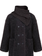 fano Cozy Faux Shearling Lined Loose Fit Double Breasted Midlength Women Long Coats