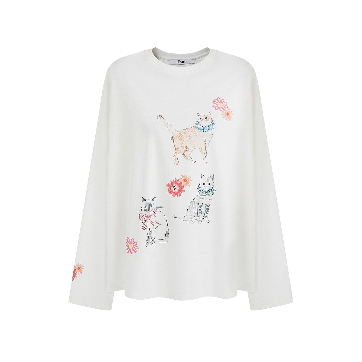 fano_Youthful_Print_Loose_Casual_Round_Neck_White_Striped_Women_Long_Sleeve_T-Shirts_MISSTT