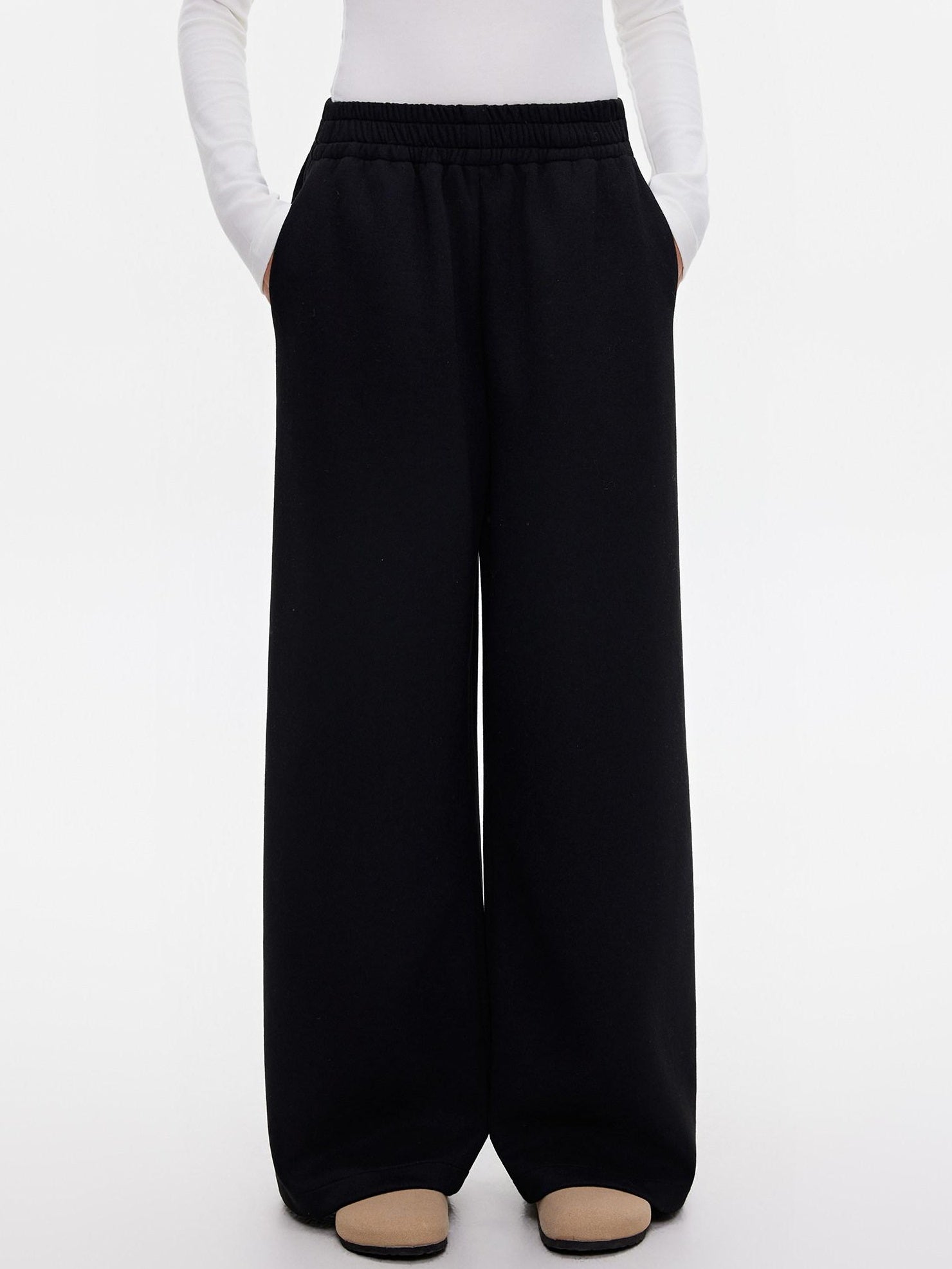 ikyou Wrinkle Free Relaxed Pocketed Women Poly Viscose Stretch Straight Pants
