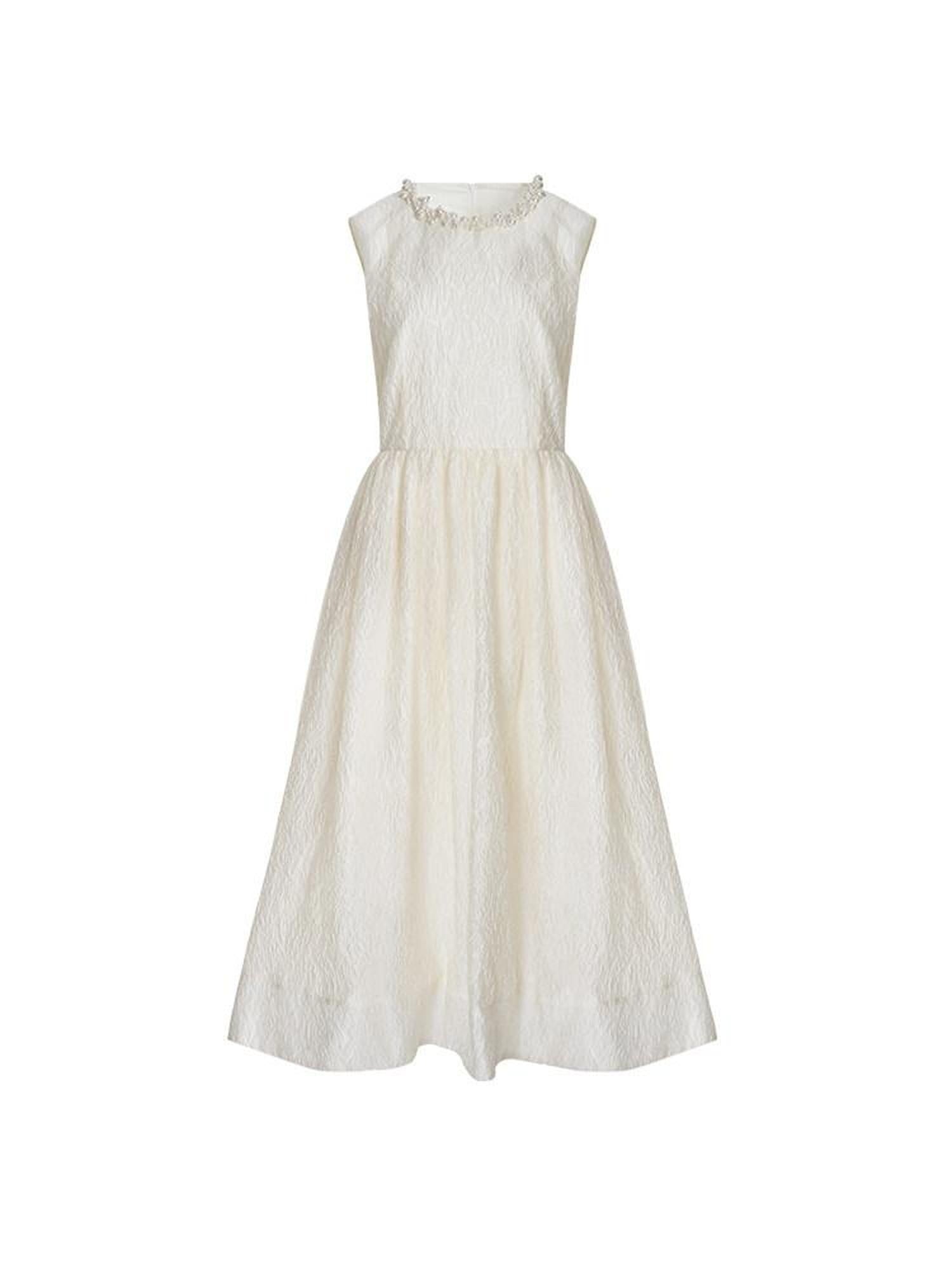 unspoken Polyester Blend A Line Fitted Waist Round Neck Sleeveless Casual Maxi Dresses