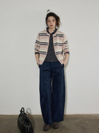 Lofi choose High Waist Stretch Wide Leg Zip Office Casual Women Brown Navy Straight Pants