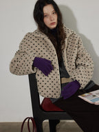 Lofi choose Cozy Modal Wool Blend Polka Dot Turtleneck Loose Fit Women Office Knit Sweaters