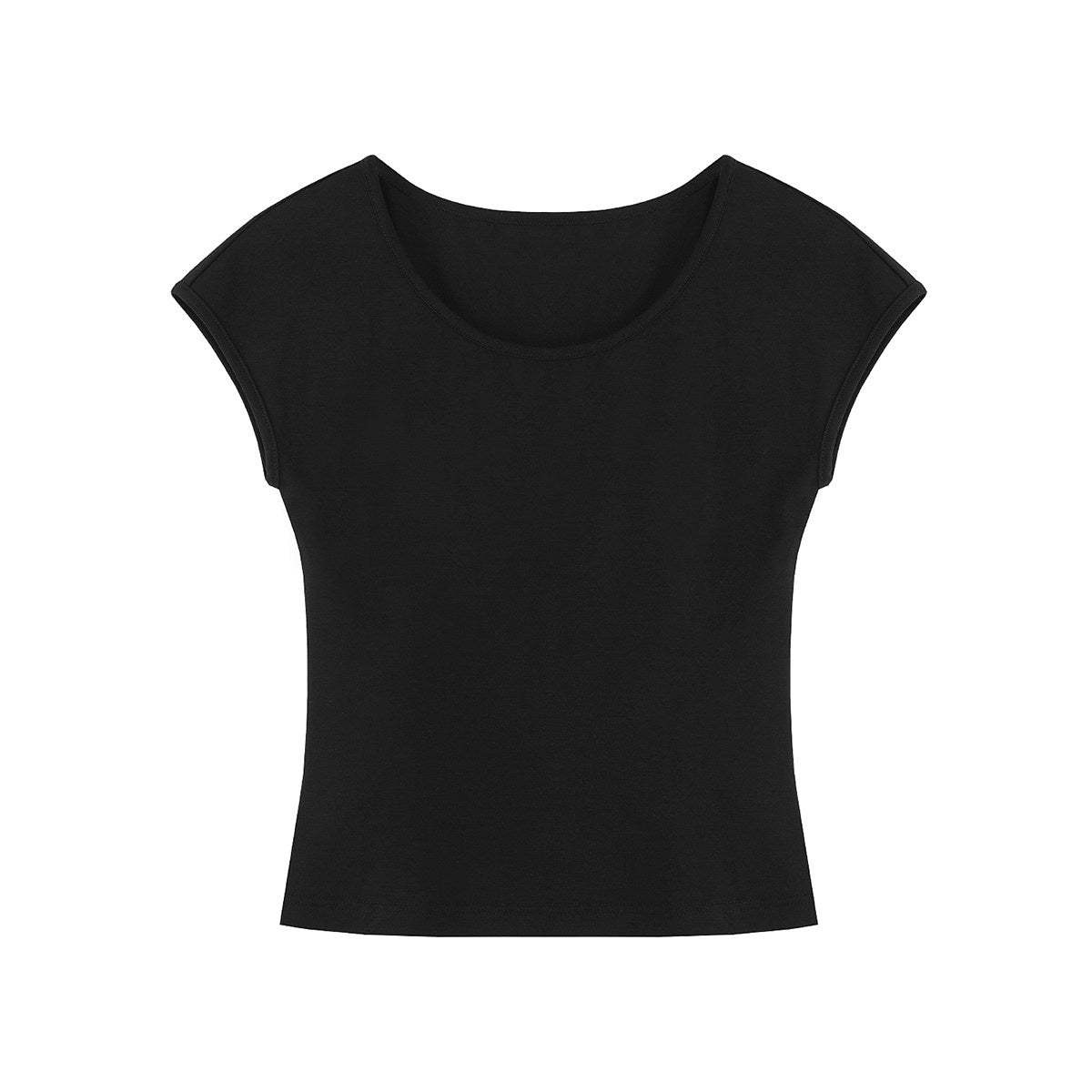 fano_Soft_Stretch_Polyester_Round_Neck_Minimalist_Women_Black_Basic_Crop_Tops_MISSTT