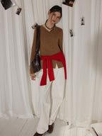 Lofi choose Button Front Slim Fit Commuter Womens Crew Neck Long Sleeve Knit Cardigans