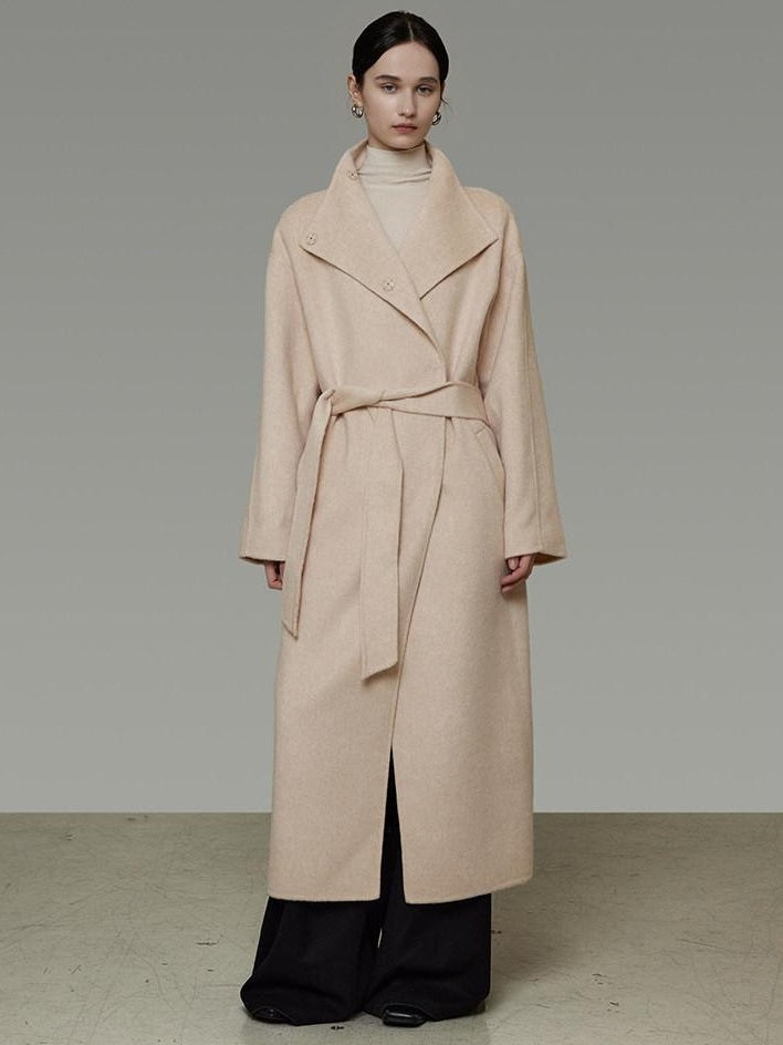 unspoken 100 Percent Wool Longline Thick Structured Relaxed Minimalist Blush Wool Coats