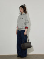 Lofi choose Fleece Lined Oversized Hooded Pullover Commuter Style Women Heather Gray Hoodie