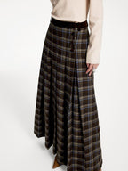 someone sometimes Original Design Plaid V-neck Long Sleeve Polyester Office Chic Top & Skirt Sets