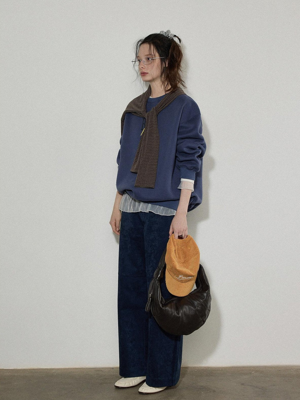 Lofi choose Fleece Lined Oversized Crew Neck Workwear Women Cotton Polyester Blend Sweatshirt
