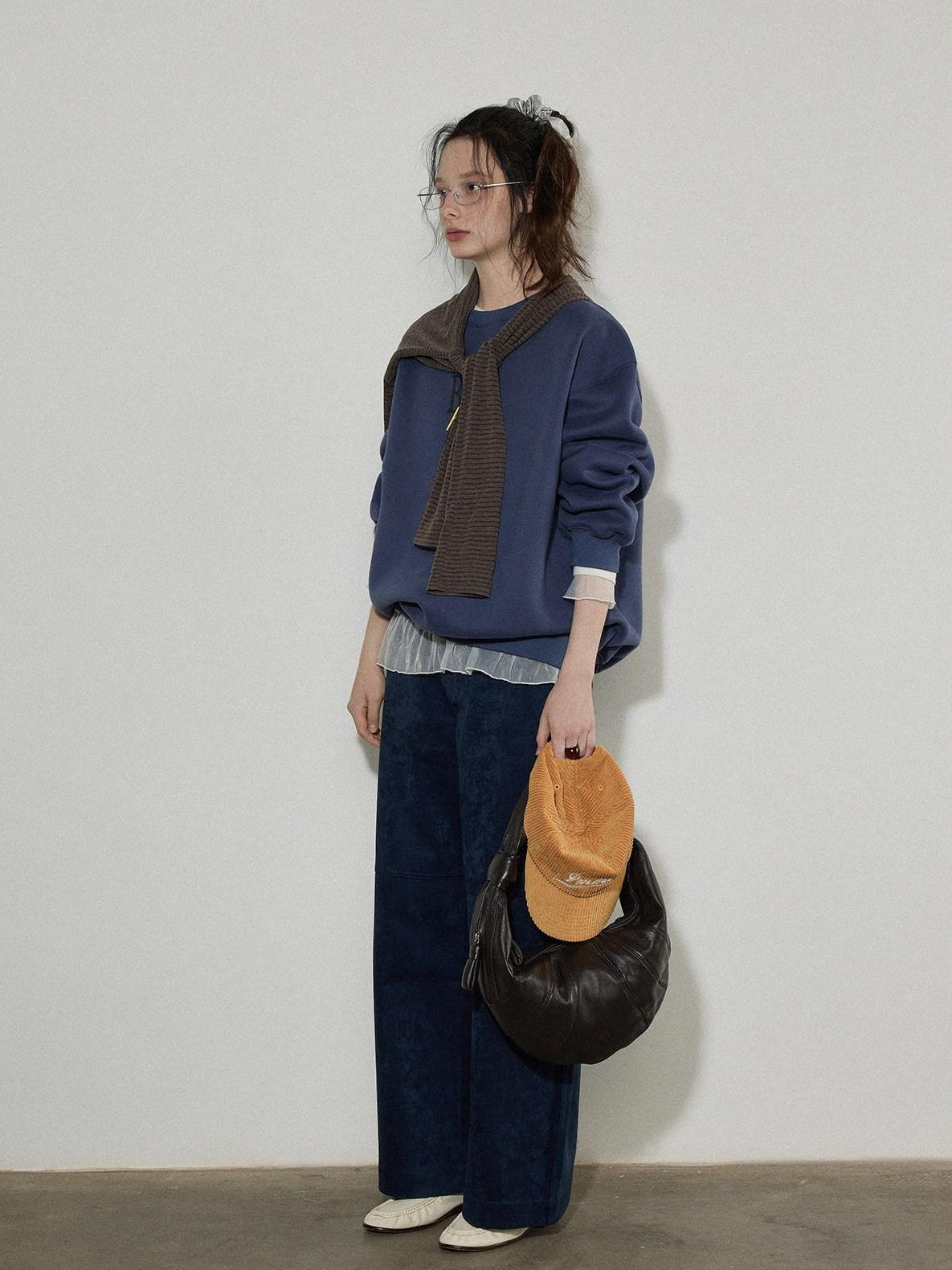 Lofi choose Fleece Lined Oversized Crew Neck Workwear Women Cotton Polyester Blend Sweatshirt