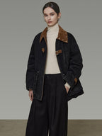 unspoken Durable Cotton Blend Colorblock Loose Fit Commuter Everyday Women Denim Jackets