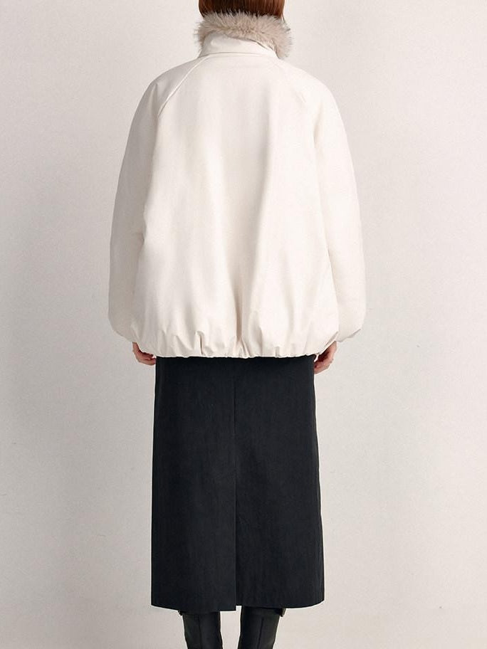 fano 90% White Duck Down Warm Loose Korean Commuter Hoodless Women Down Jackets