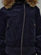 unspoken Thick Cotton Hooded Oversized Minimal Commuter Navy Zippered Puffer Jackets