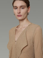 unspoken Breathable High Waist Sash V-neck Aline Longsleeve Office Polyester Maxi Dresses